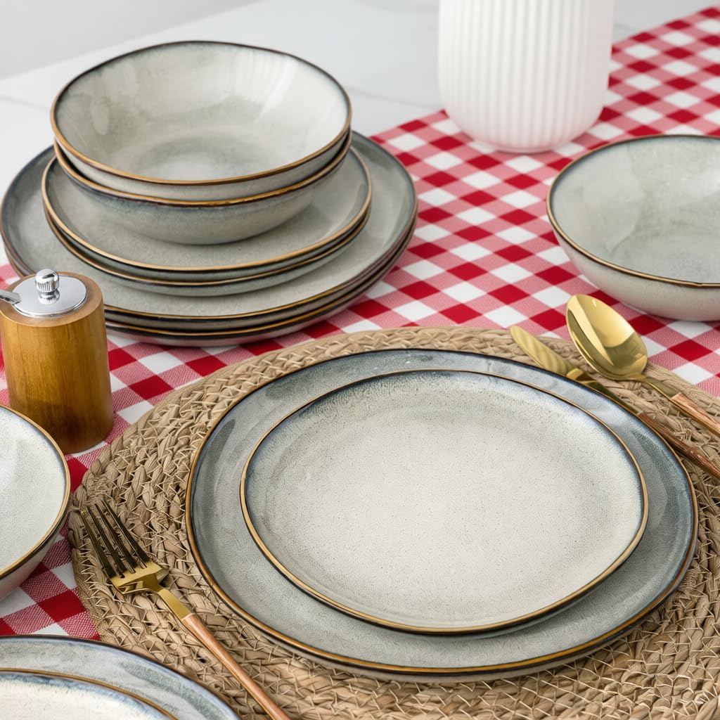 Ceramic Dinnerware Sets for 8, 24Pcs Plates and Bowls Sets Dishes