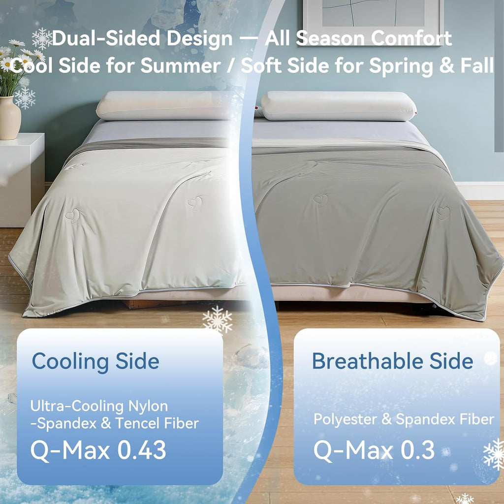 Cooling Comforter Twin Size, Cooling Blankets for Hot Sleepers and Night Sweats, Double-Sided Cool Tech All Season