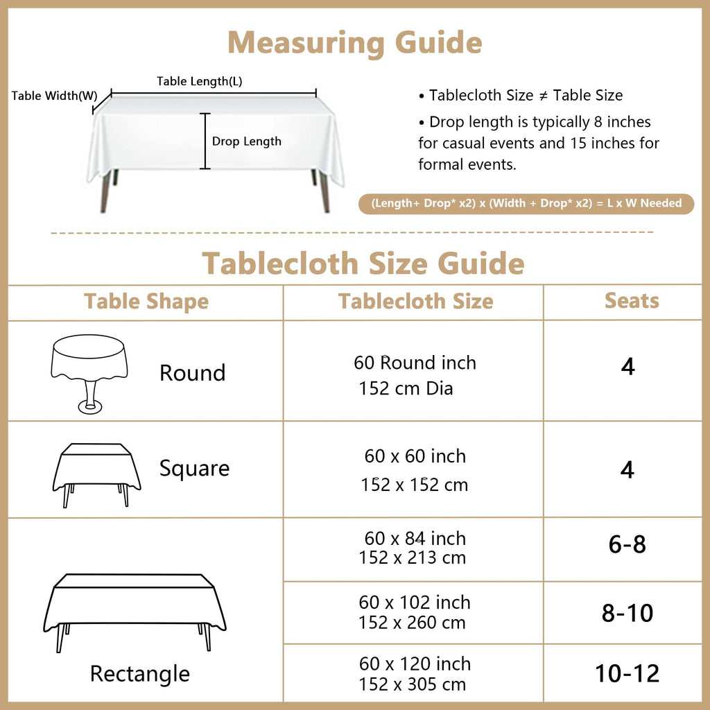 Table Cloth 60 in Round Cotton Tablecloth, Waterproof Tablecloth