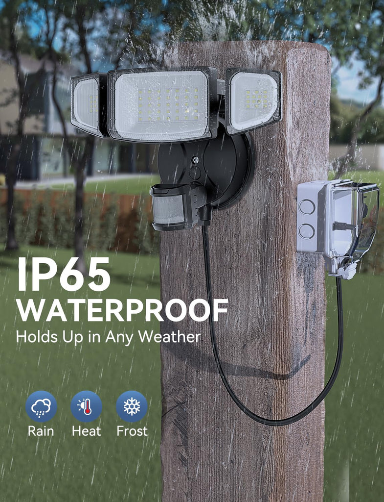 50W Motion Sensor Outdoor Light Plug in, Flood Lights Dusk to Dawn, LED Security Light IP65 Waterproof, Motion
