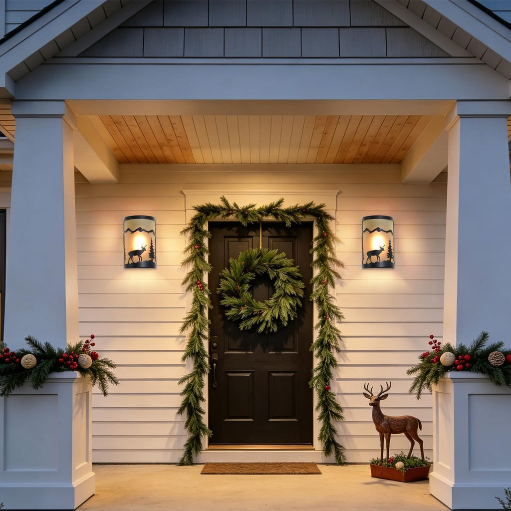 Rustic Outdoor Wall Lights, Amber Exterior Wall Sconce for Porch, 2 Pack