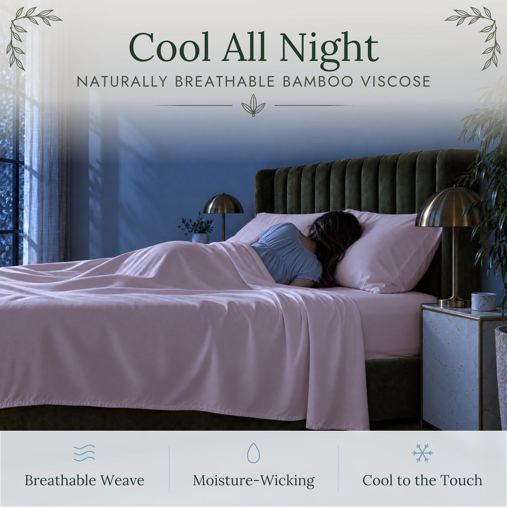 100% Viscose from Bamboo Sheets Queen Size | 6 Pc Cooling Bed Set
