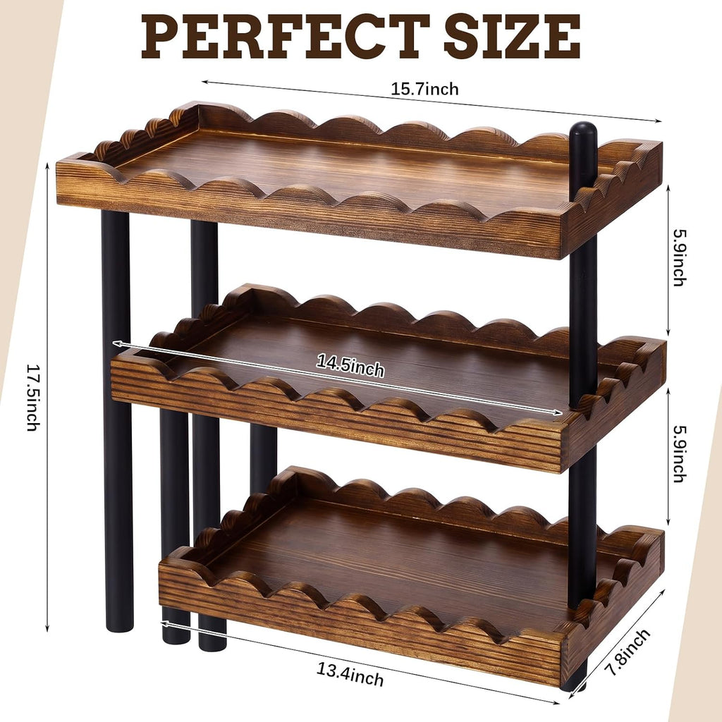 3 Tier Serving Tray & Wood Display Risers for Party,Rotatable Cupcake Stand