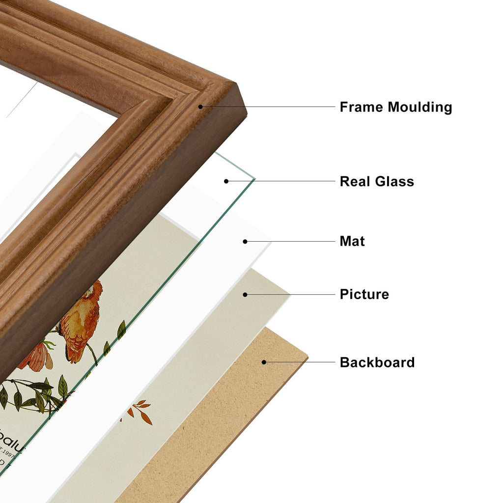 5x7 Double Hinged Picture Frame, 2 Folding Photo Frame, Walnut-colored Pine Wood with Real Glass, Display Pictures