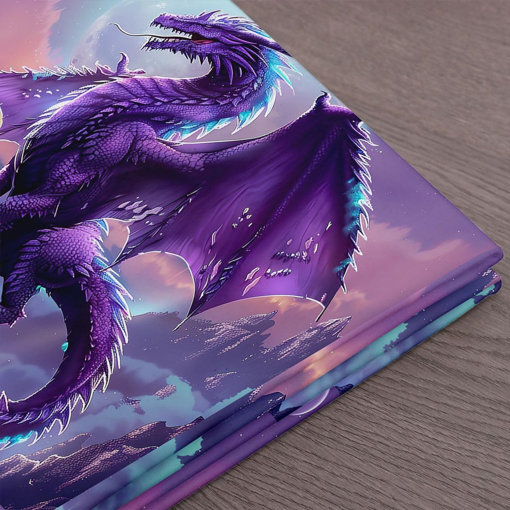 Purple Dragon Fabric By The Yard, Full Moon Starry Sky Upholstery Fabric, Animal Mountains Decorative Fabric, Stars