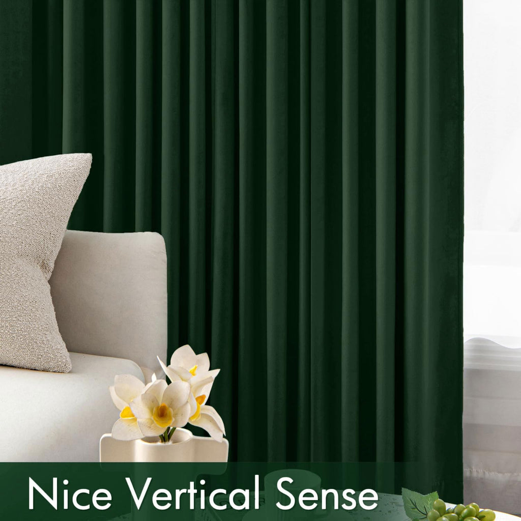 Christmas Hunter Green Velvet Blackout Curtains W40 x L84, 2 Panels