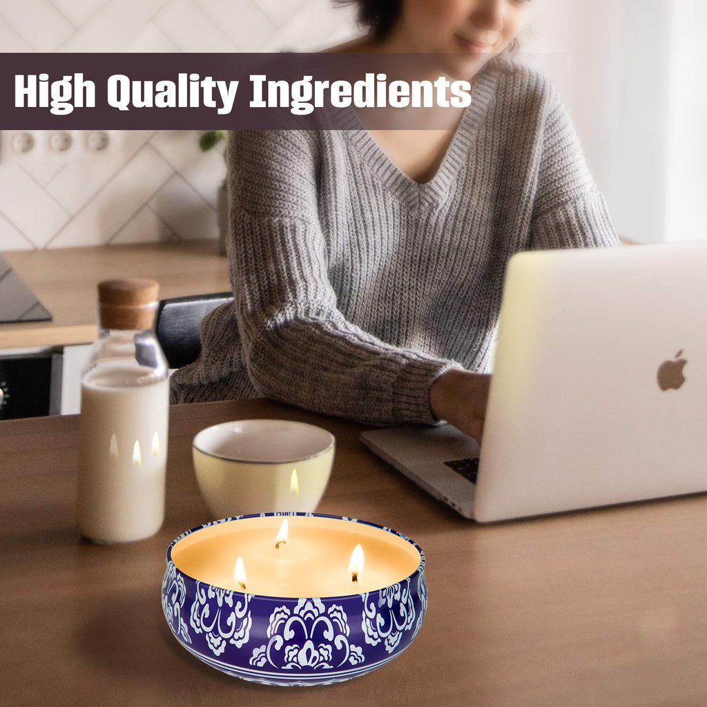 Citronella Candles Outdoor & Indoor - Large 13.5 oz Scented Candles Set 3 Pack Natural Soy Wax citronella Candles for