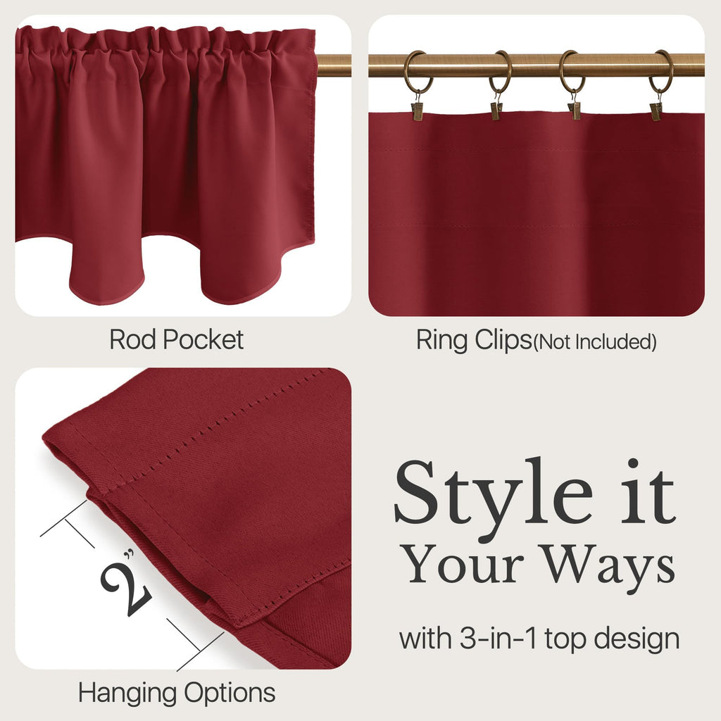 Kitchen Blackout Window Valances Short Scalloped Pole Pocket