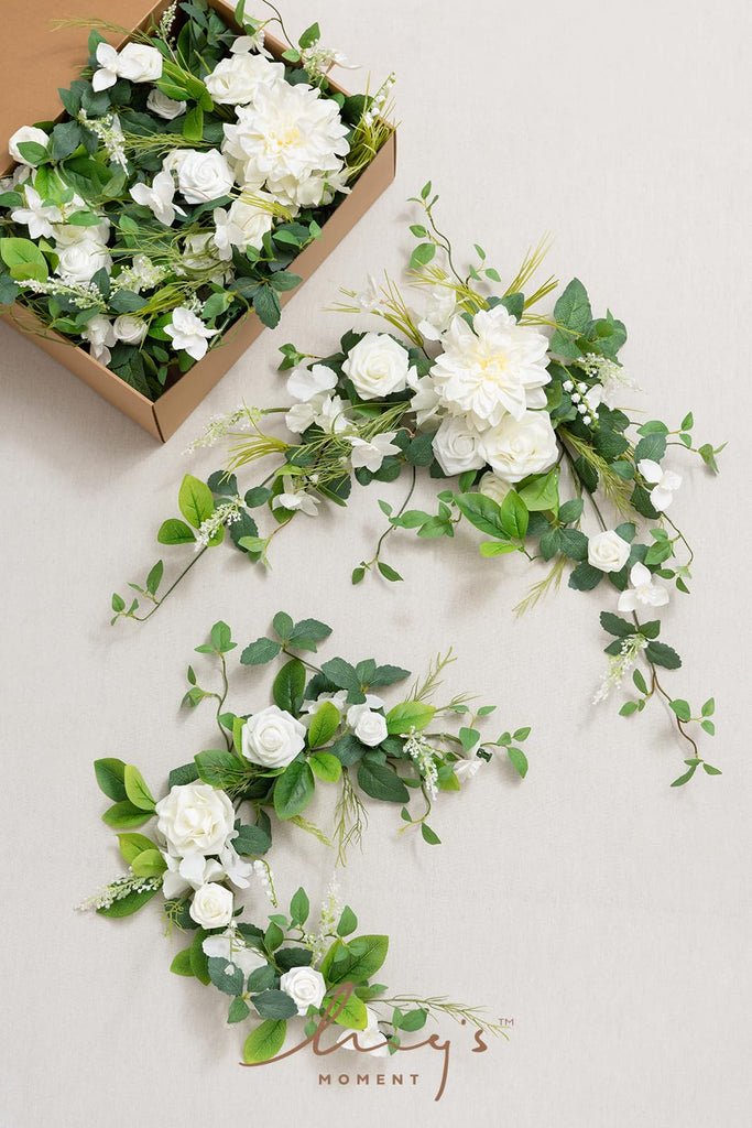 Lily White Artificial Flower Garland Wedding Arch 9 FT