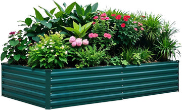 Raised Garden Bed 8×4×1.5FT, Galvanized Raised Garden Beds Outdoor for Vegetables Flowers Herbs, Steel Large Deep