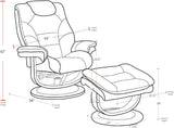 Modern Reclining Swivel Lounge Chair and Ottoman — Brown Leather