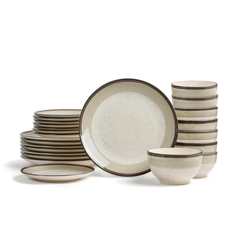 Harlow 24-Piece Dinnerware Set Earthenware, Stoneware Dish Set for 8, Plates and Bowls Set, Microwave and Dishwasher