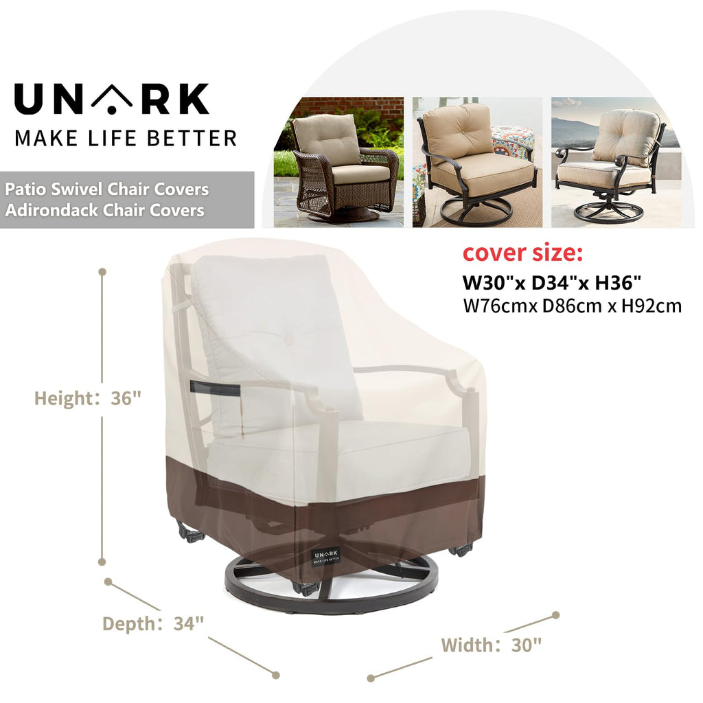 Outdoor Swivel Chair Covers Waterproof 2 Pack, Outdoor Chair Covers Patio Furniture Cover for Deck Patio Swivel Chair