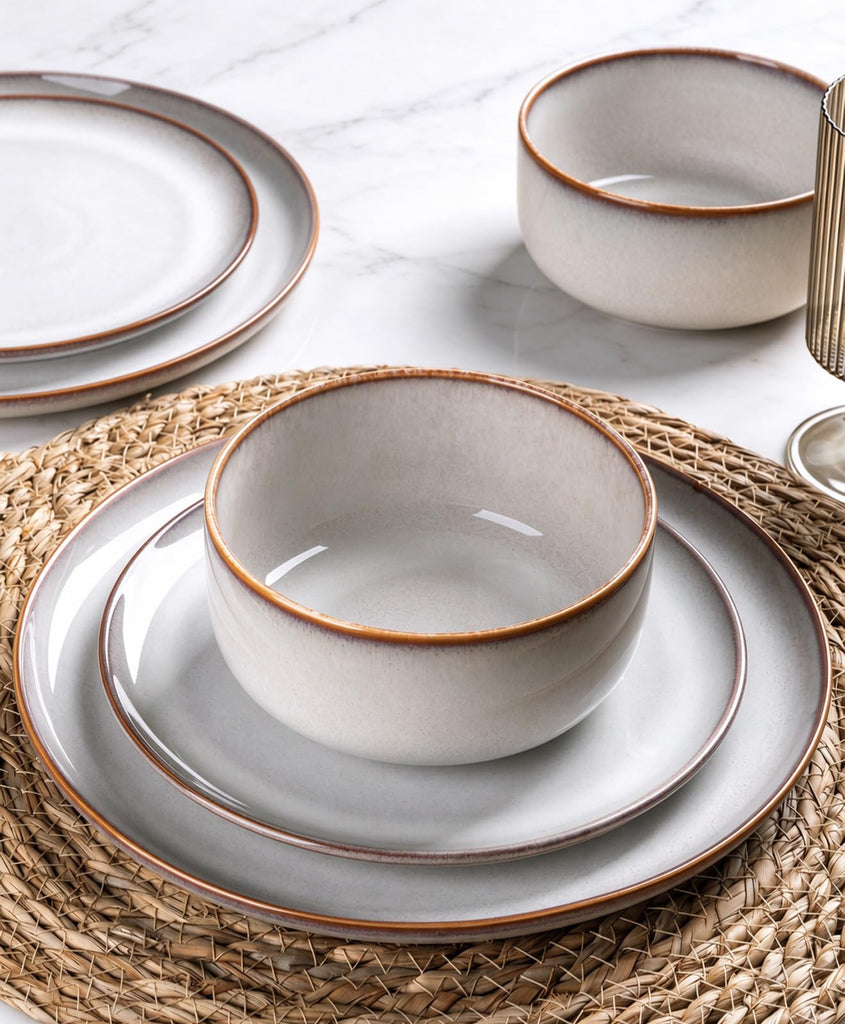 Dinnerware Sets for 4, Ceramic Plates and Bowls Sets (12 Piece)
