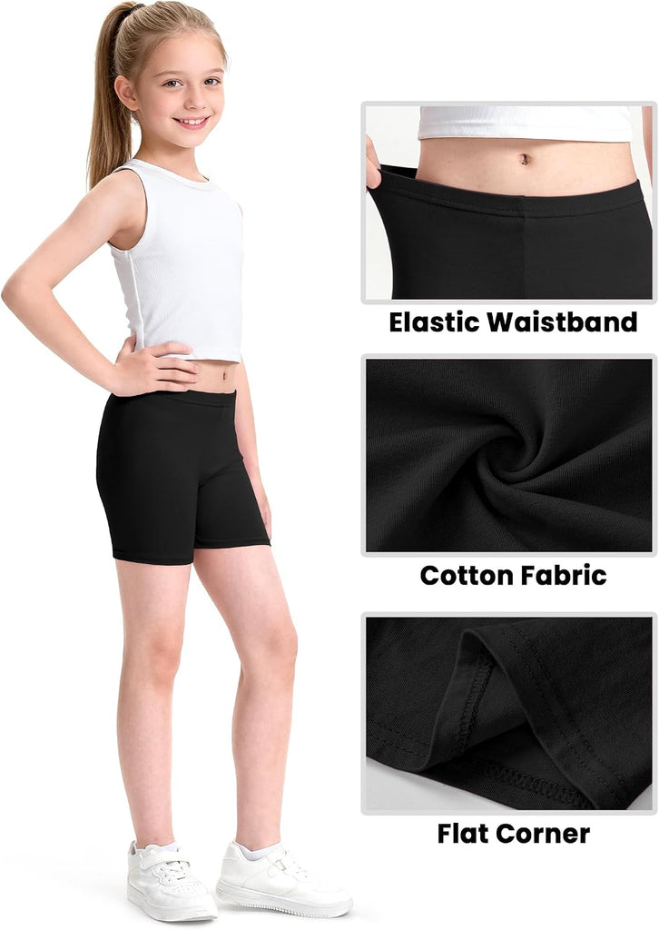 Girls Bike Shorts Kids Cartwheel Biker Under Dress Shorts 4 Pack