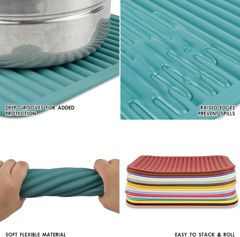 Silicone Trivets for Hot Dishes, for Hot Pots and Pans, Silicone Pads Mat Set, Heat Resistant Placements, Small Dish - Set of 2