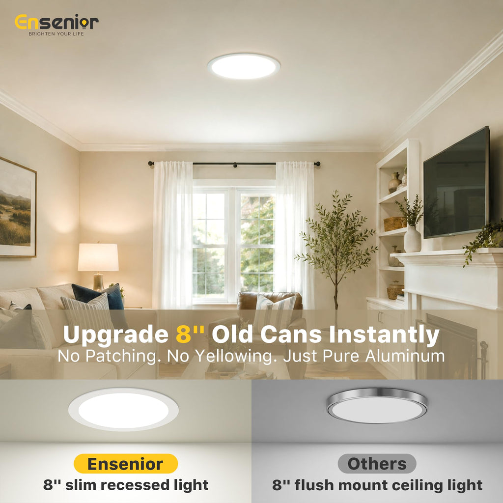 6 Pack 8 Inch LED Recessed Light, 5CCT Dimmable Canless Wafer