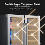 Wine & Beverage Refrigerator, 24 Inch 60 Cans and 20 Bottles Dual Zone Wine Cool