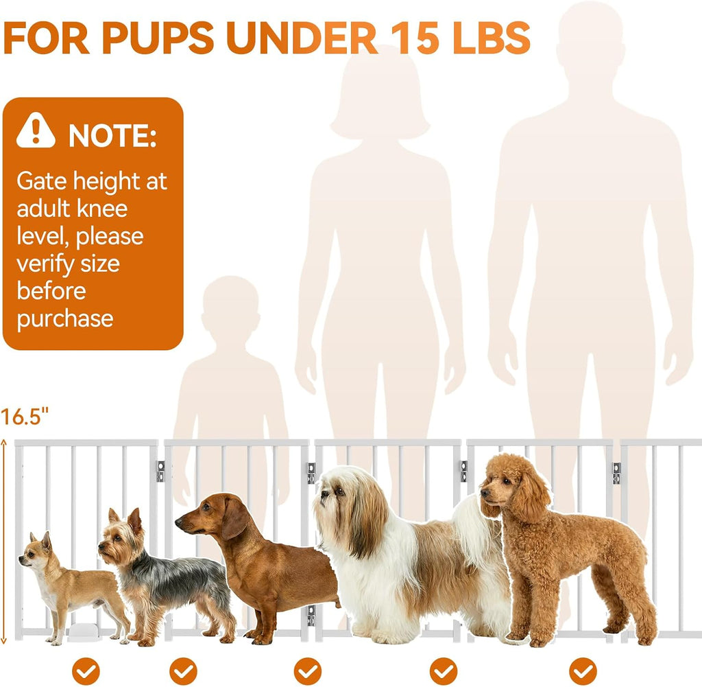 Small Dog Gate Indoor, Up to 72" W Freestanding Pet/Puppy Fence, White