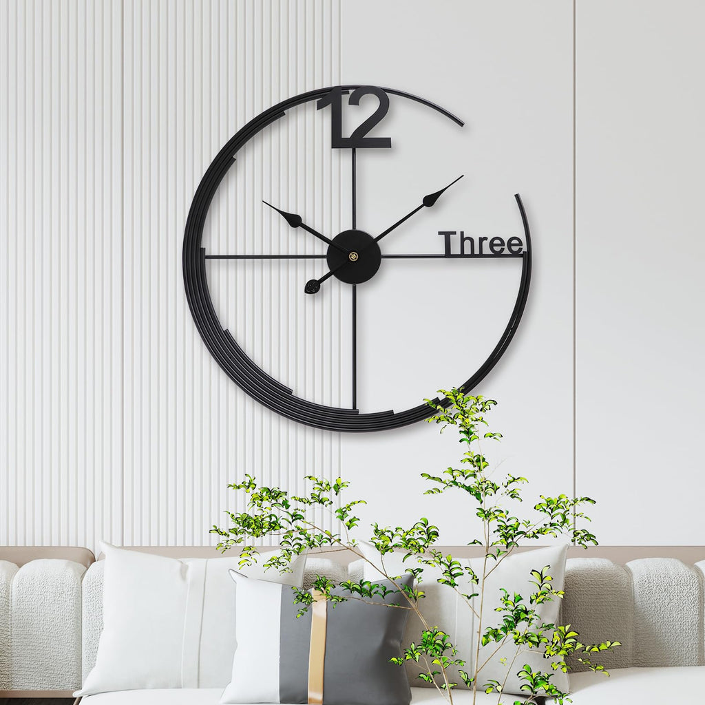 Large Wall Clock, Decorative Modern Wall Clock Round Silent Non-Ticking Battery Operated Clocks