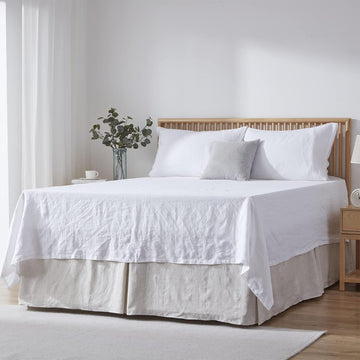 Premium Linen Bed Skirt Basic Style 18 inch Tailored Drop Dust Proof Easy Fit Breathable (18'' Basic-Linen, Twin)