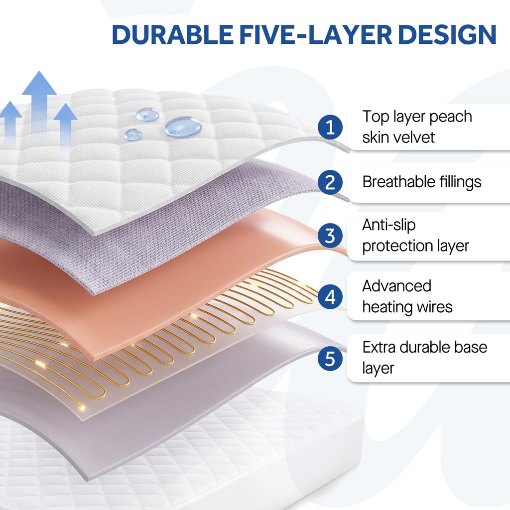 Heated Mattress Pad King Size Dual Control with 10 Heat Settings