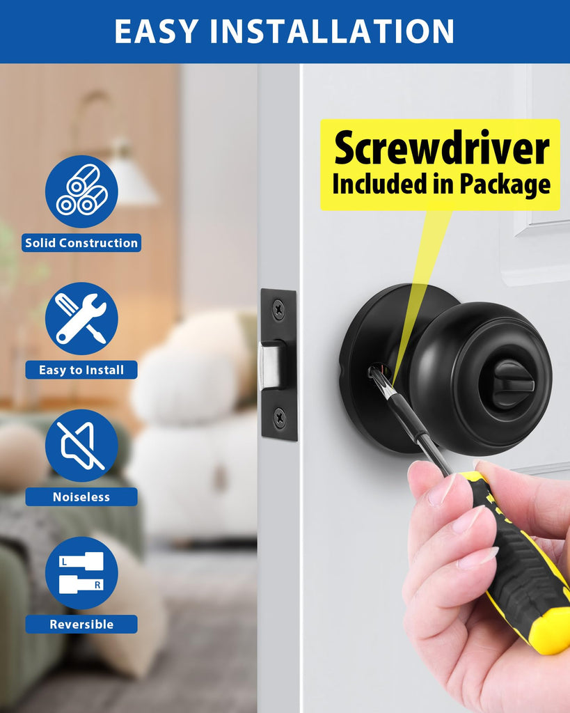6 Sets) All Keyed Alike Entry Door Knobs and Single Cylinder Deadbolt Lock Combo Set, Security for Entrance and Front