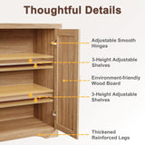Fluted Buffet Cabinet with Storage Accent Sideboard,Modern Credenza with 4 Doors & Adjustable Shelves,Wood Coffee Bar