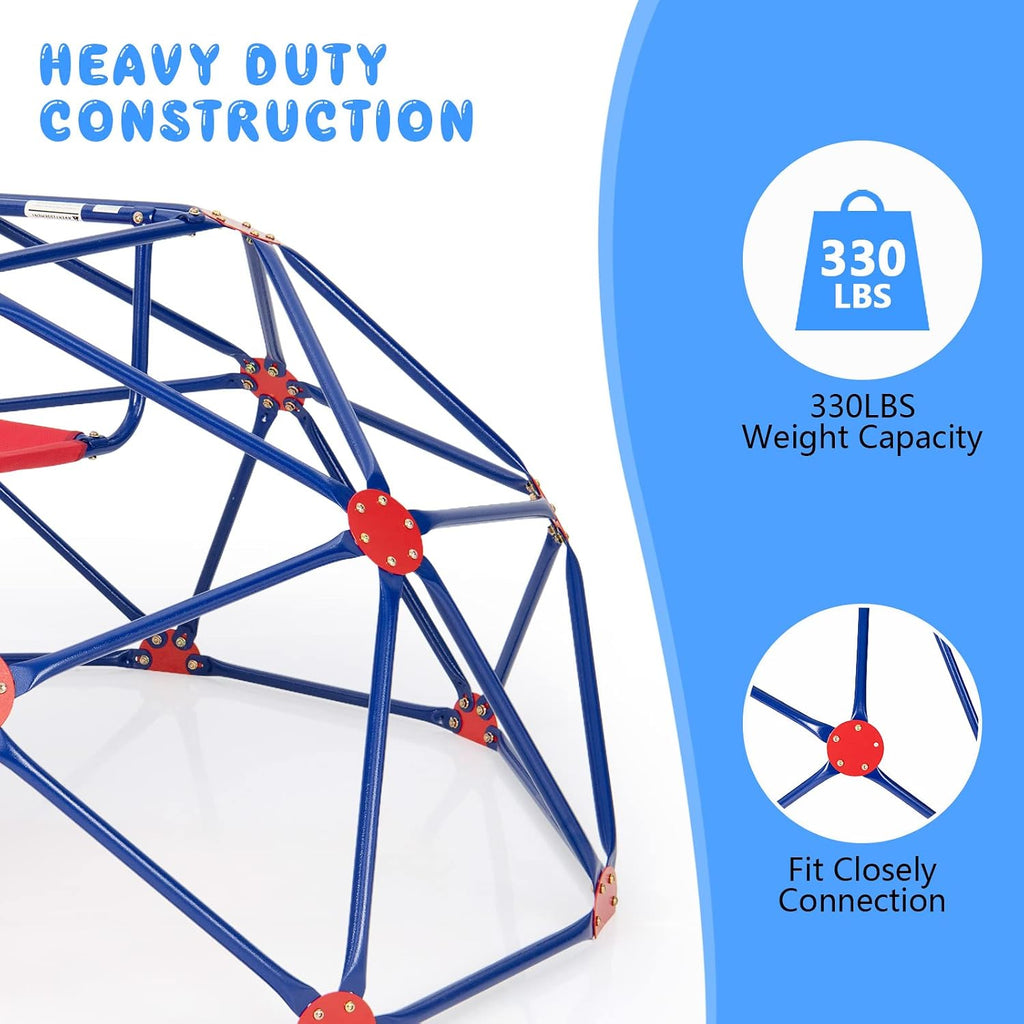 Climbing Dome with Slide, Kids Outdoor Jungle Gym Geometric Dome Climber, Steel Frame, 8FT Climb Structure Backyard