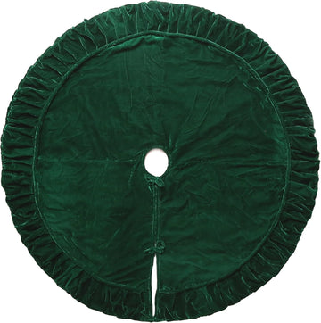 60" Plush Emerald Green Velvet Christmas Tree Skirt