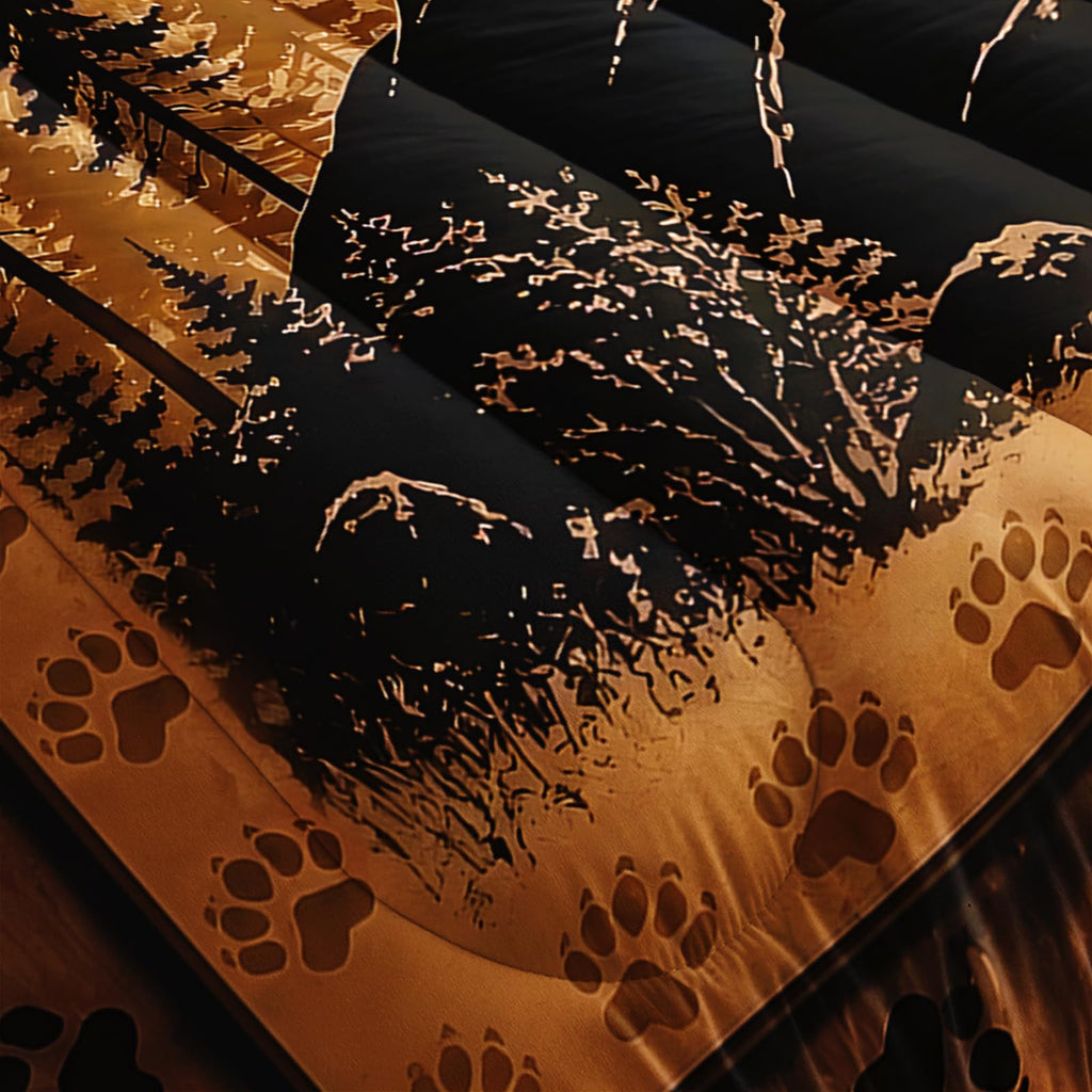 Wolf Comforter, Howling Wolf Forest Bedding with 2 Pillowcases.
