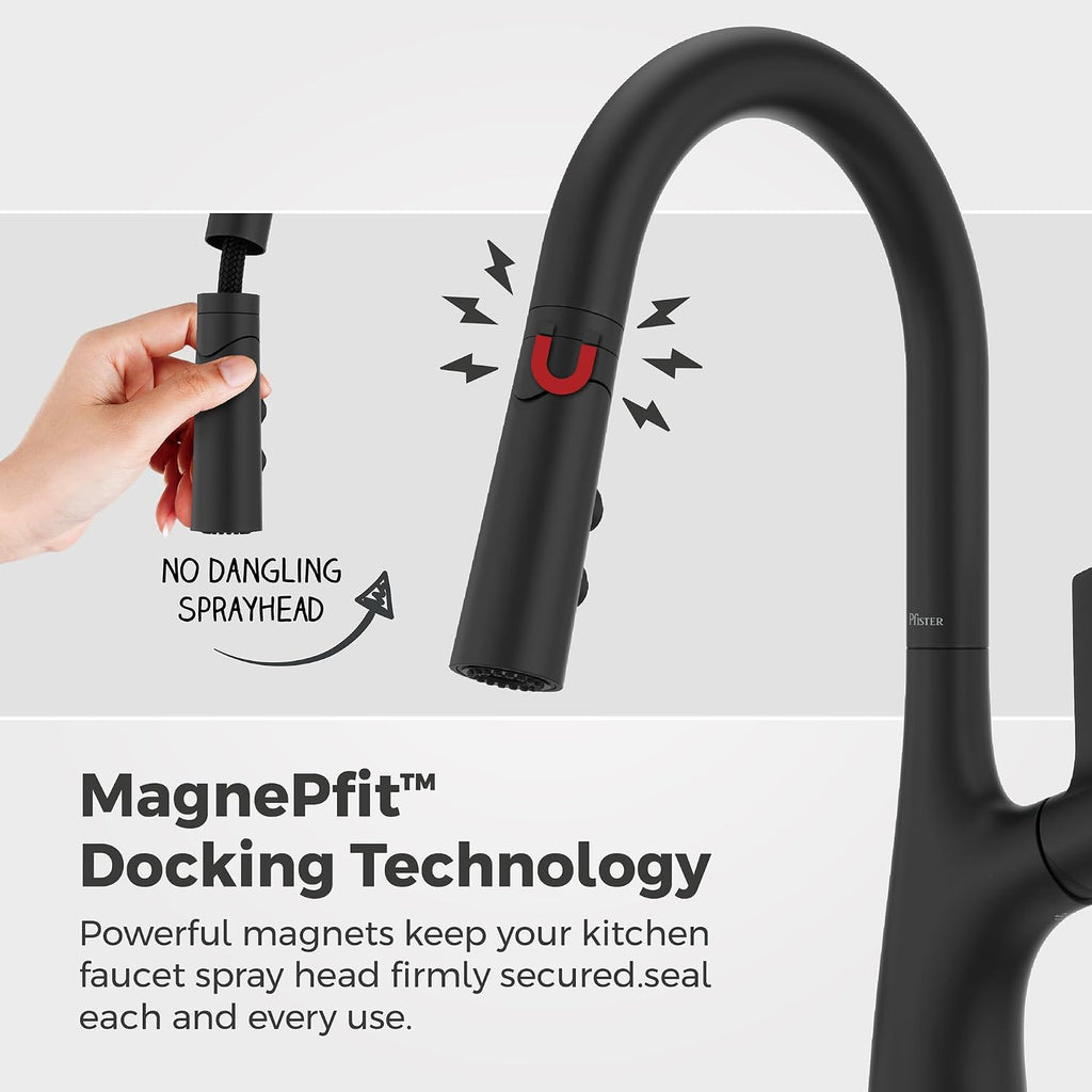 Ceylon Kitchen Faucet with Pull Down Sprayer and Soap Dispenser, Single Handle, High Arc Spout, Matte Black Finish