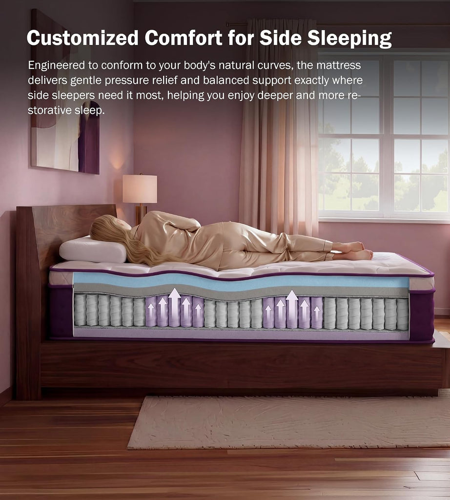 King Mattress 14 Inch Hybrid Mattress in a Box, Soft Medium Plush | Pocketed Springs and Gel Memory Foam, Medium
