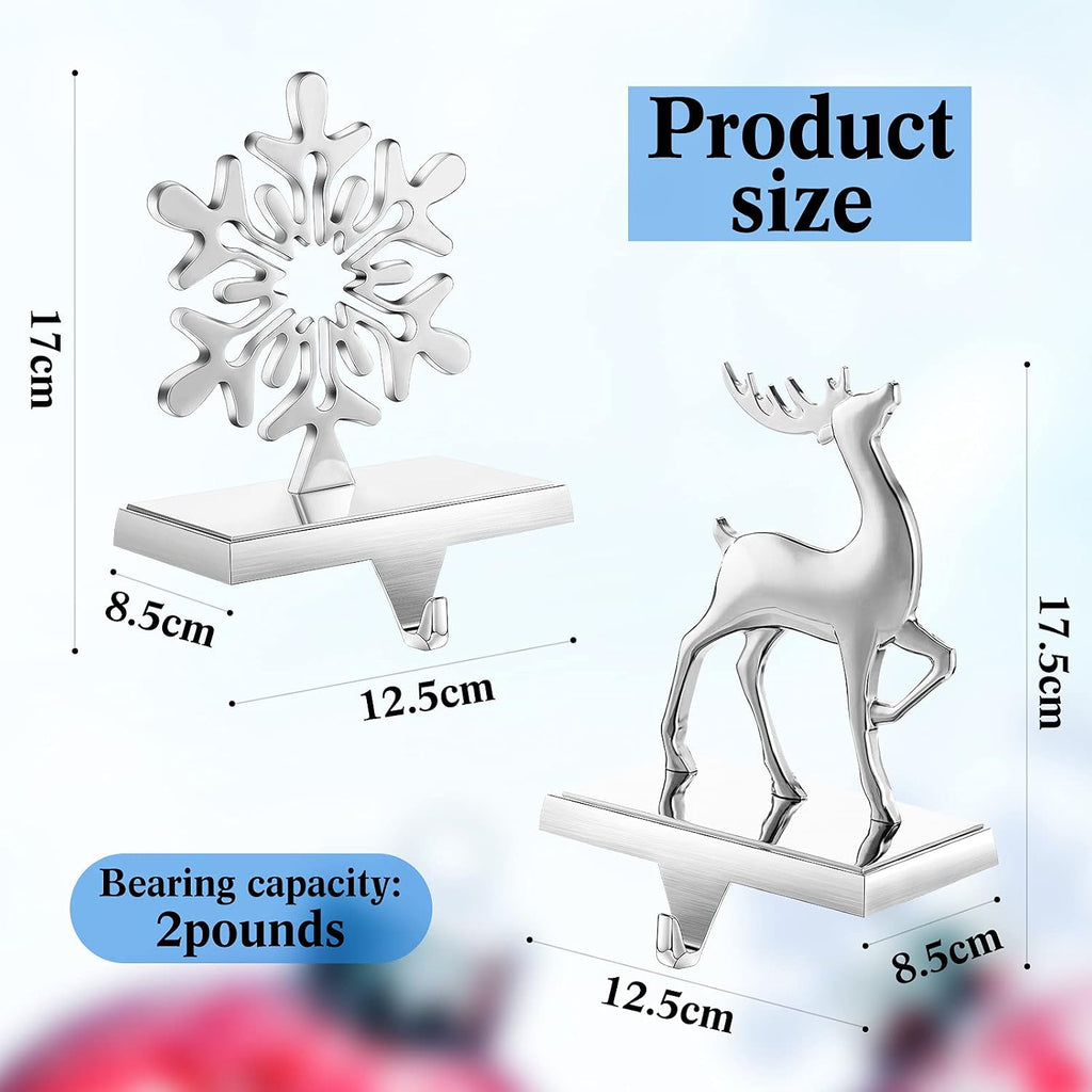 4 Set Christmas Stocking Holders for Mantle, with Hook
