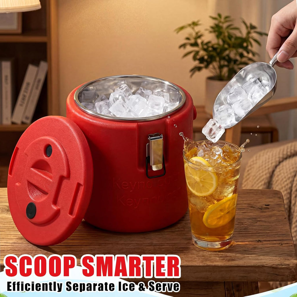 10l Large Insulated Ice Bucket with Lid and Scoop, Double-wall