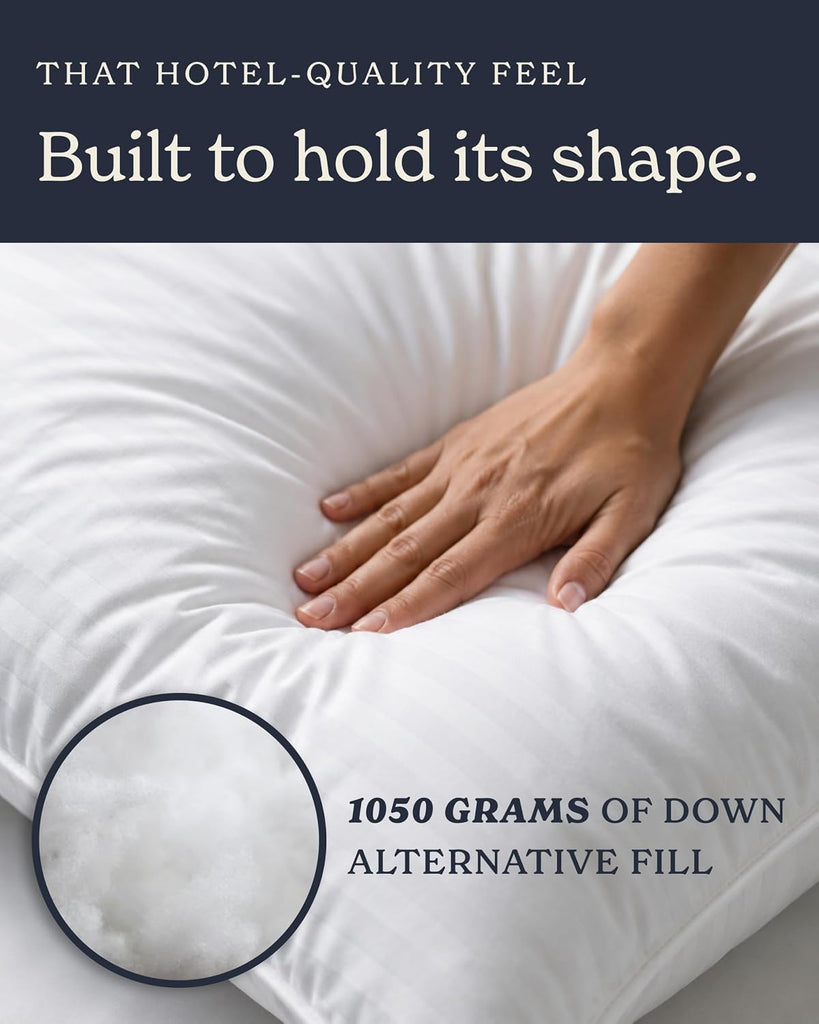 Bed Pillows Standard/Queen Size Set of 2 | Original Soft Down Alternative Pillow for Sleeping, Soft Support for Back