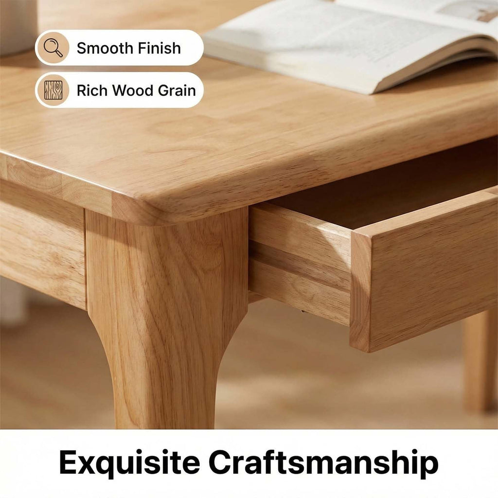 47" Solid Wood Simple Small Writing Desk with Storage drawers (Wood)