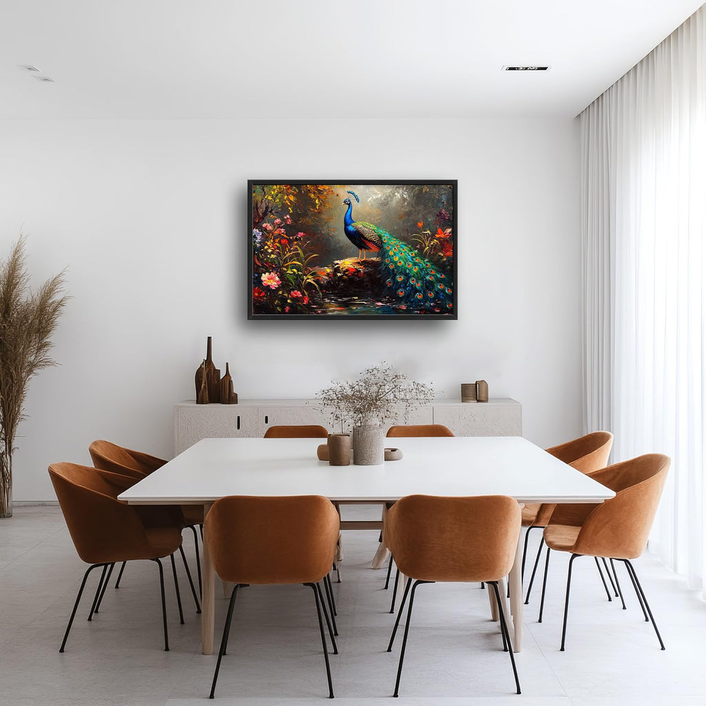 Large Blue Peacock Canvas Wall Art Decor 36''x24''
