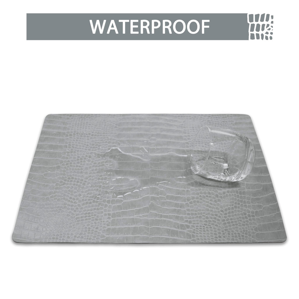 Set of 6 Faux Leather Placemats, PU Table Mats, Waterproof, Stain Resistant, Heat Resistant, Easy to Clean Dining