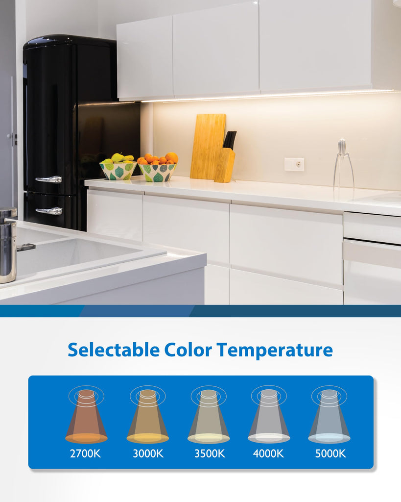 18" LED Direct Wire Under Cabinet Light with On/Off Switch - Dimmable LED Lights - Selectable CCT