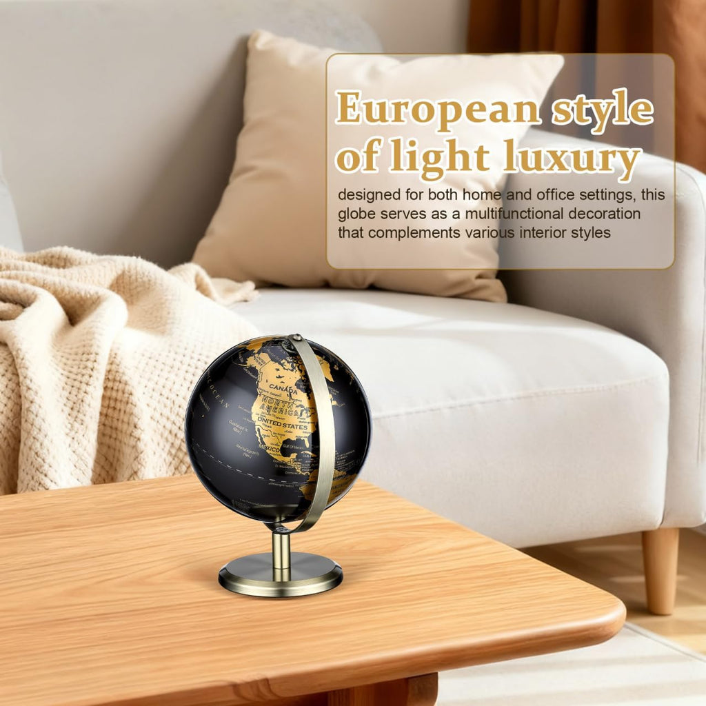 Geography Vintage Desktop World Globe European Luxury Rotating Globe Ornament Desk Table Decoration