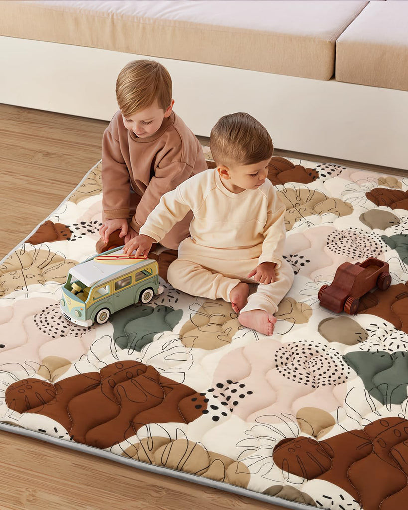 Play Mats for Floor, 71x59 Inch Extra Thicker & Large Soft Cushioning Foam Playmats for Babies and Toddlers, Foldable