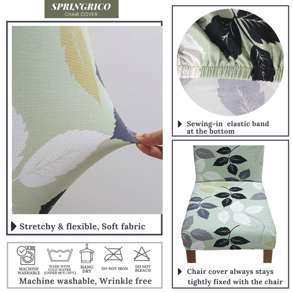 Green Chair Covers 6 Pack, Stretch Dining Chair Cover, Washable Spandex Kitchen Parsons Chair Slipcovers, Seat
