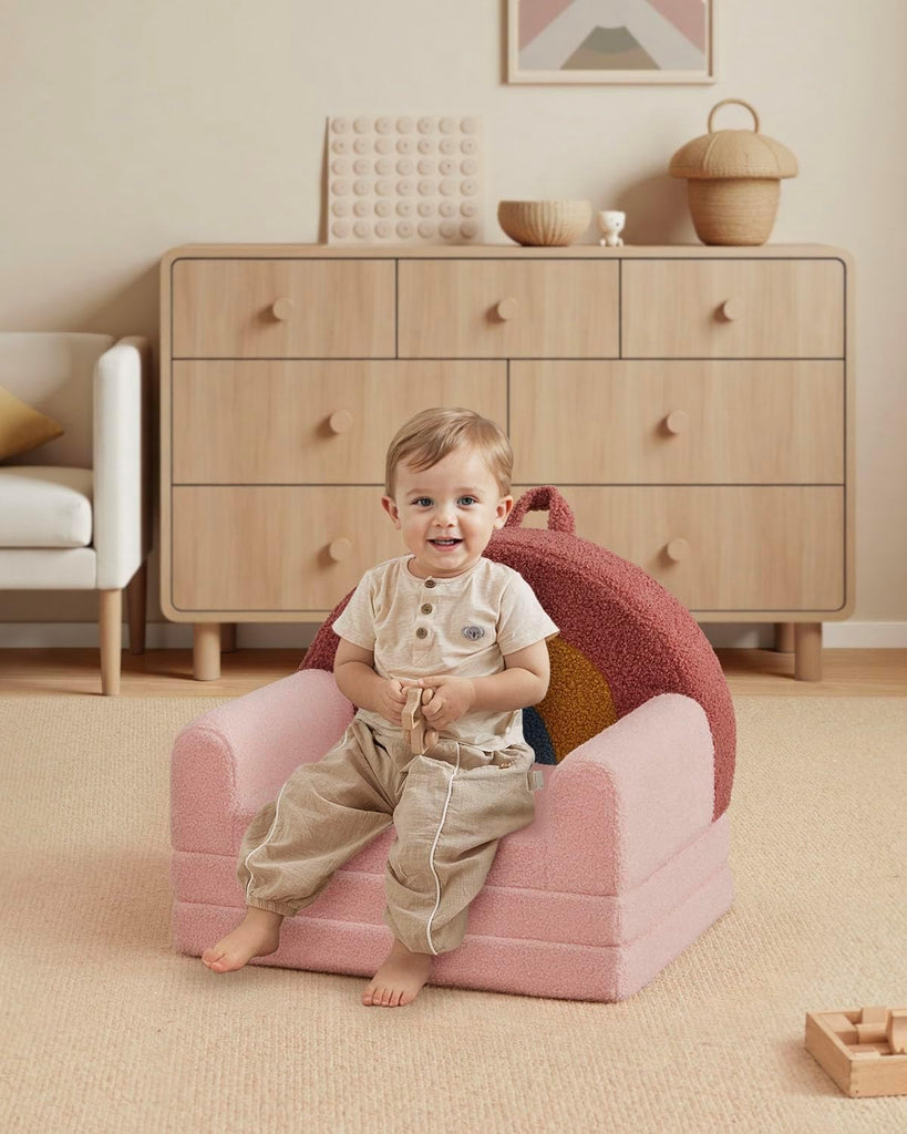 Foldable Kids Couch, in-1 Kids Sofa Chair, Blush Rainbow