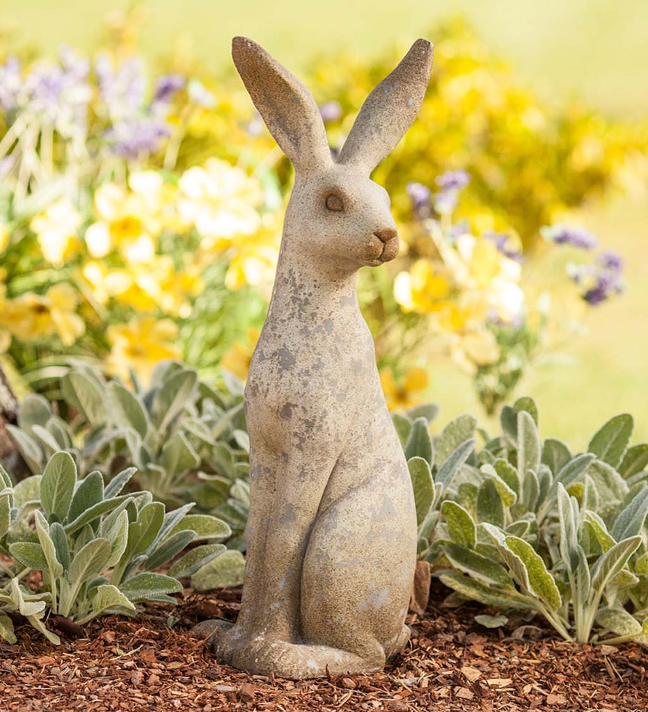Tall Sitting Bunny Garden Sculpture - Durable, Realistic Resin Rabbit Statue for Outdoor Decor - Weather-Resistant