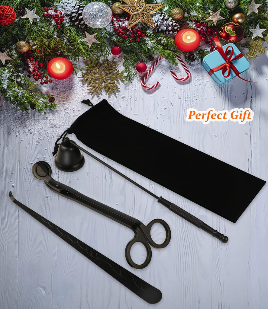 3 in 1 Candle Accessory Kits,Candle Snuffer,Candle Wick Cutter Trimmer and Candle Wick Dipper with Gift Bag, Candle