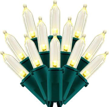Warm White LED Christmas Lights, 200 ct 66 ft Green Wire UL String Light