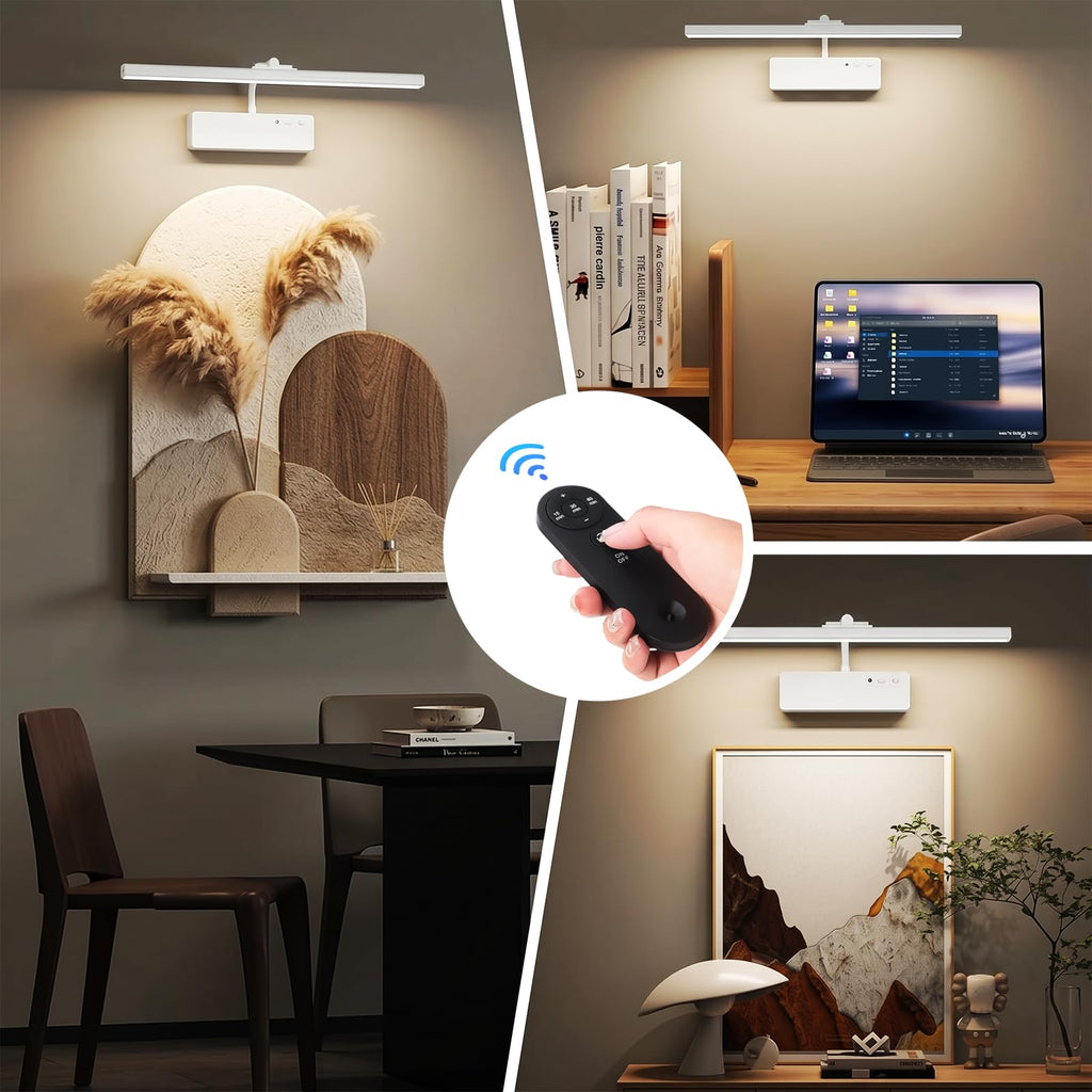 Picture Light, 15.35inch Wireless Picture Lights for Wall Rechargeable, Battery Lights for Pictures on Wall, 3 Color