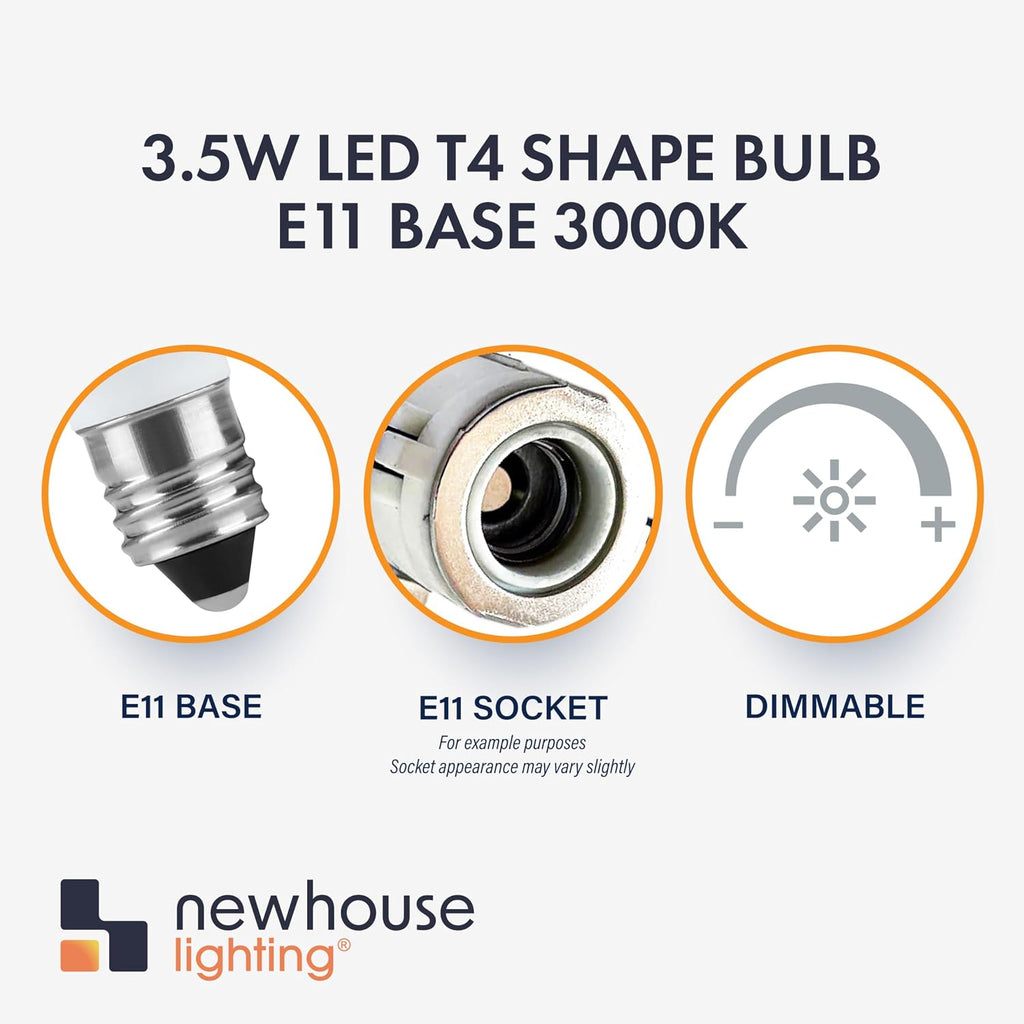 3.5w LED T4 Bulb E11 Base 3000k (4-Pack)