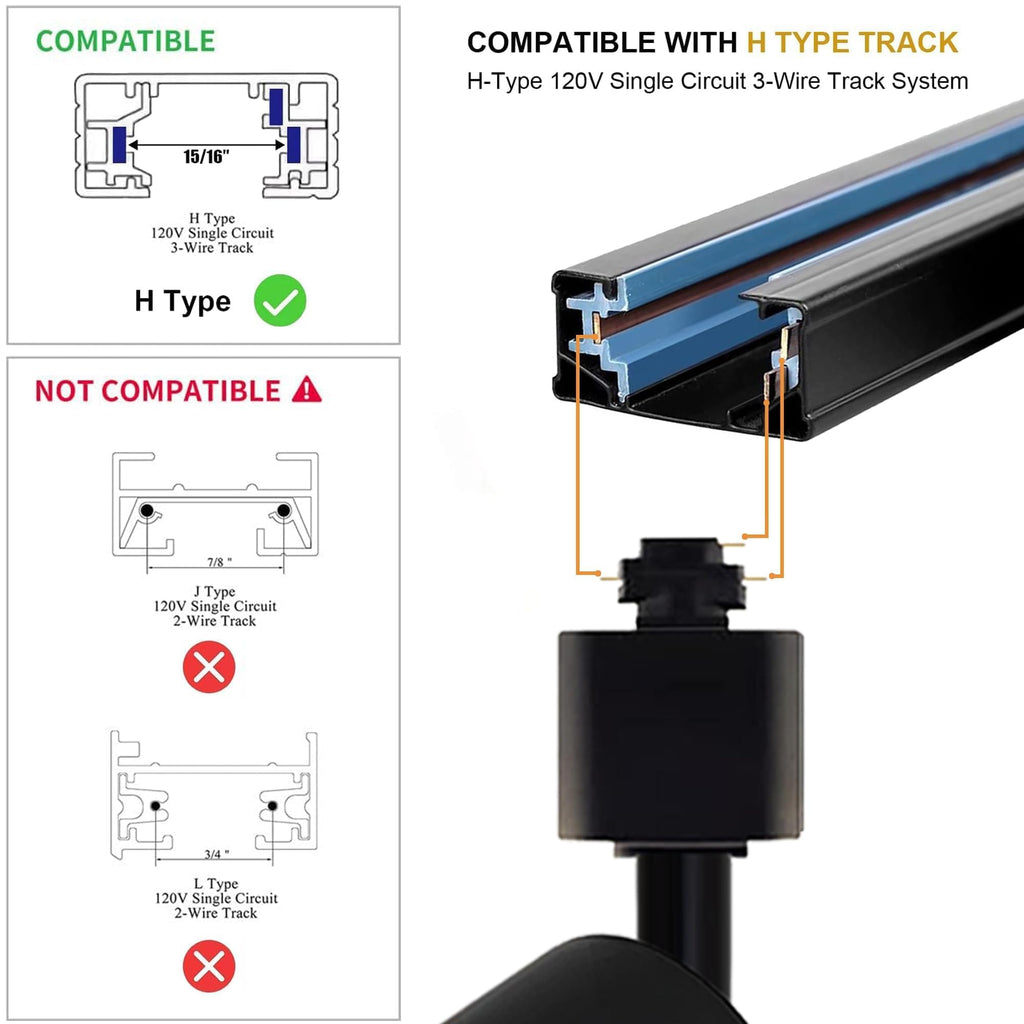 Plug in LED Track Lighting Kit H Type 3CCT 2PCS 10W Black
